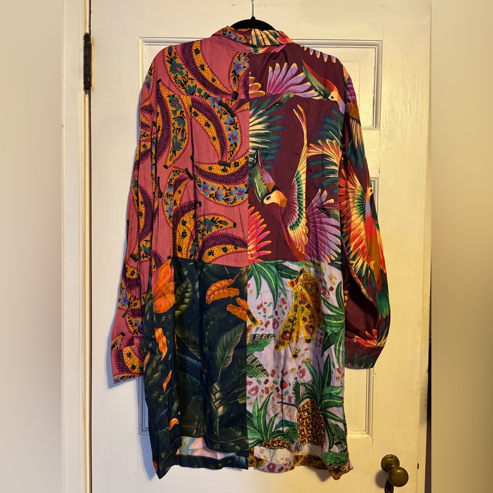 NWT Farm Rio Mixed Prints Viscose Shirt Dress - Picture 6 of 11